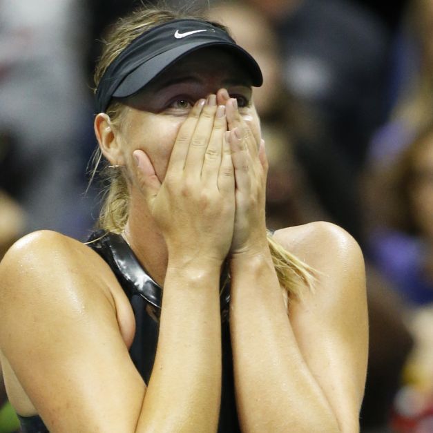 Maria Sharapova奪下結束禁賽後的首場大滿貫比賽勝利。（達志影像）