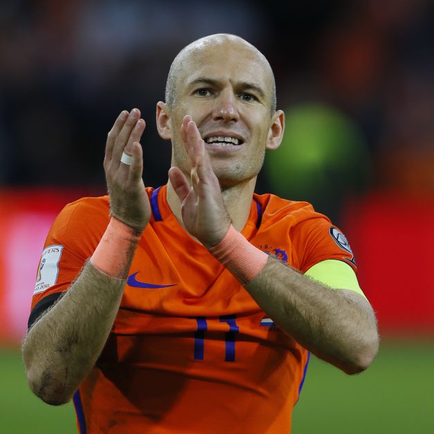 Arjen Robben在國家隊生涯最後一役攻進2球，但荷蘭還是無緣闖進世界盃會內賽。（達志影像）