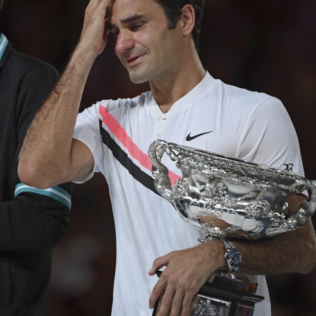 Federer賽後忍不住紅了眼眶。（達志影像）