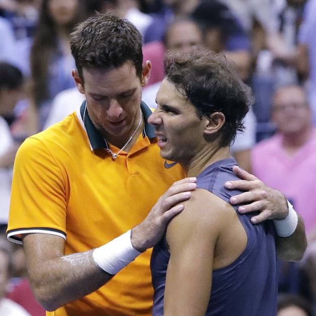 Rafael Nadal（右）因傷退賽，Juan Martin del Potro（左）晉級美網男單決賽。（達志影像）