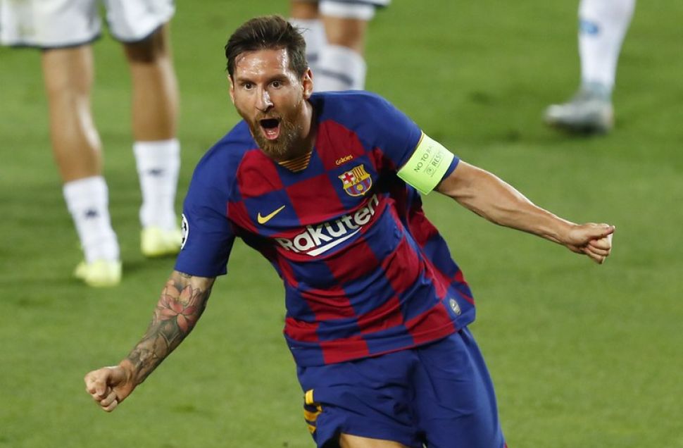 Lionel Messi慶祝進球。（達志影像）