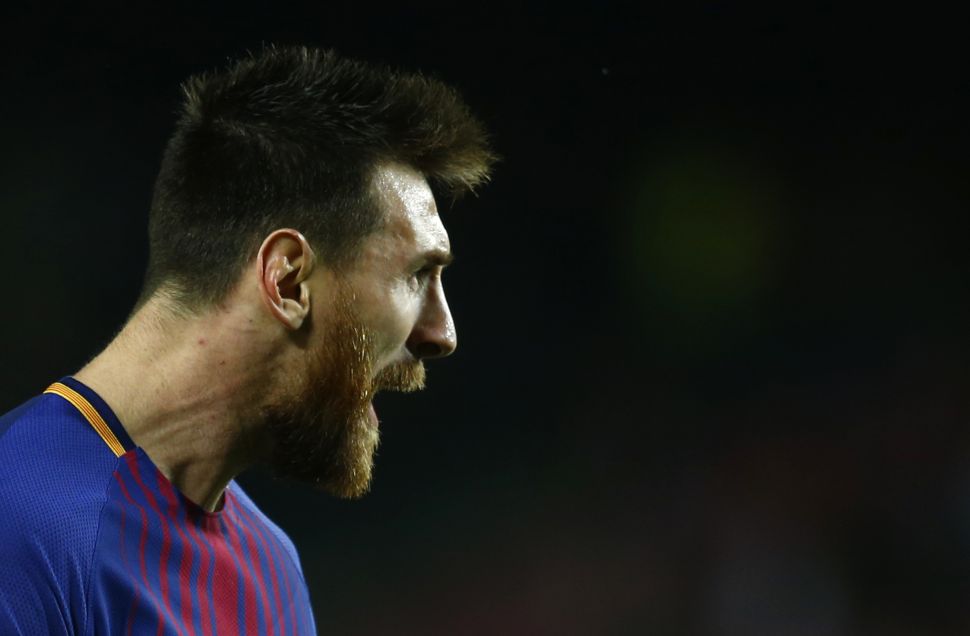 Lionel Messi進球後慶祝。（達志影像）