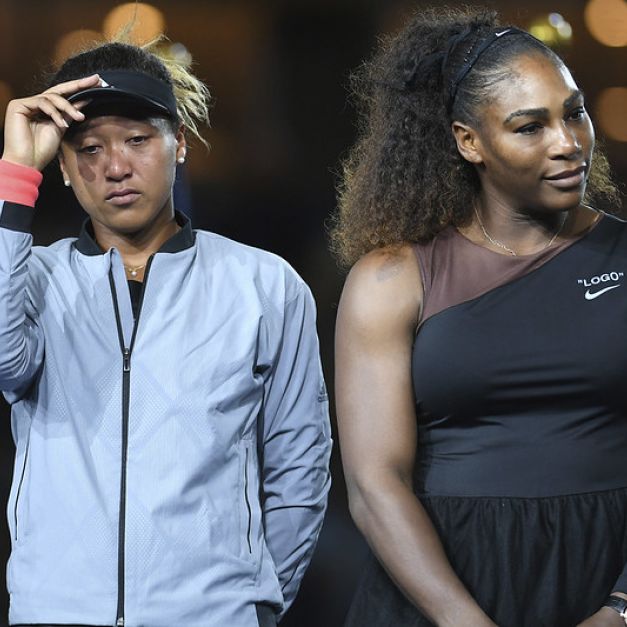 美網女單決賽判決引發風波，頒獎時觀眾的噓聲讓勝者大坂直美哭喪著臉。（達志影像資料照）